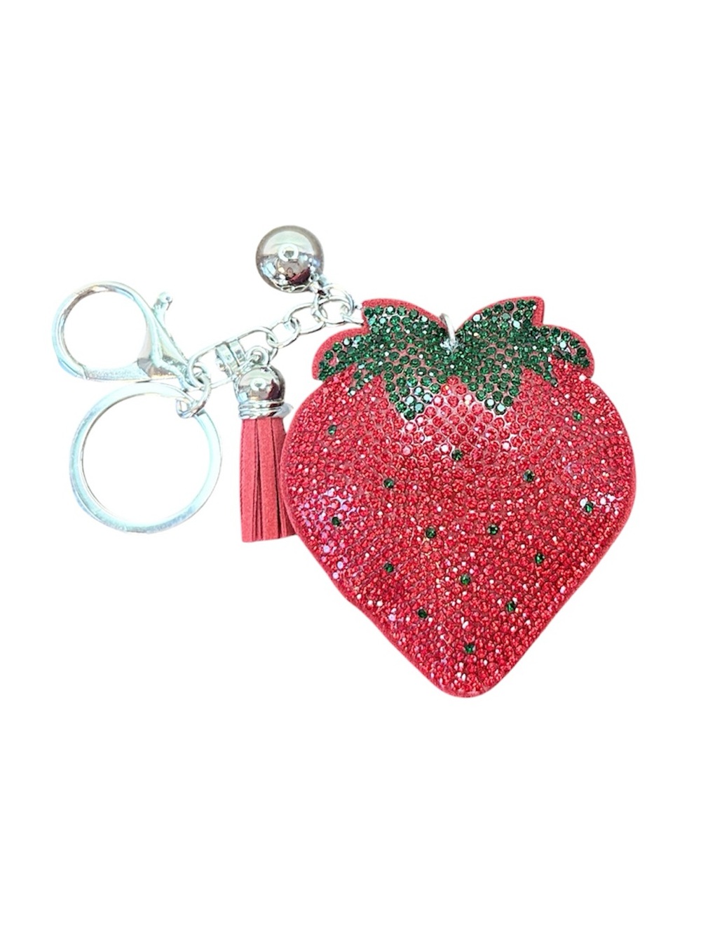 Strawberry Crystal Keychain Bag Charm